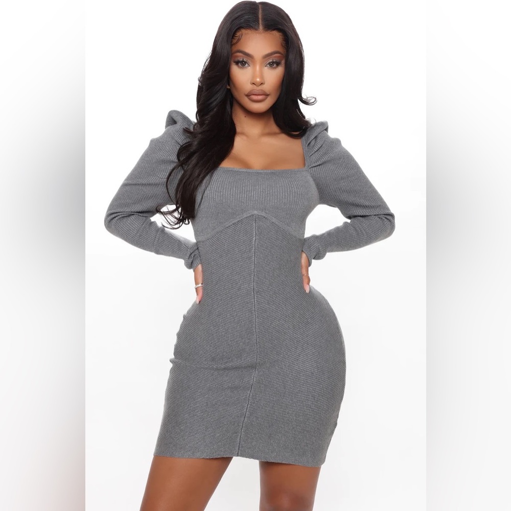 Kalina Sweater Mini Dress - Heather Gray